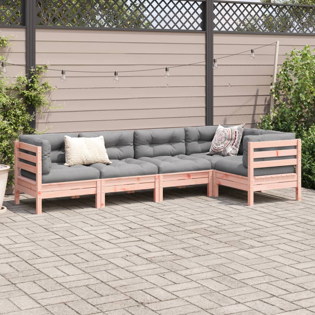 Set Divani Giardino 5 pz Cuscini Legno Massello Abete Douglas