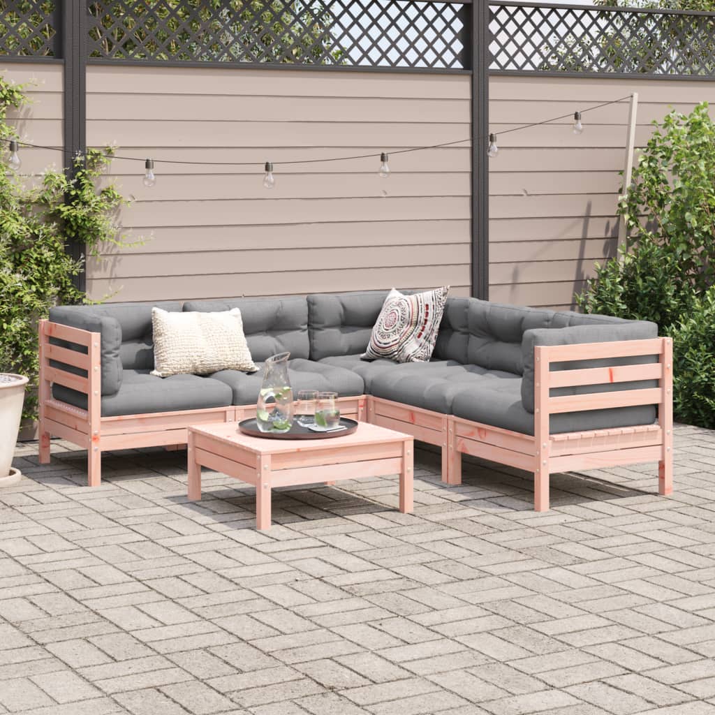 Set Divani Giardino 6 pz Cuscini Legno Massello Abete Douglas