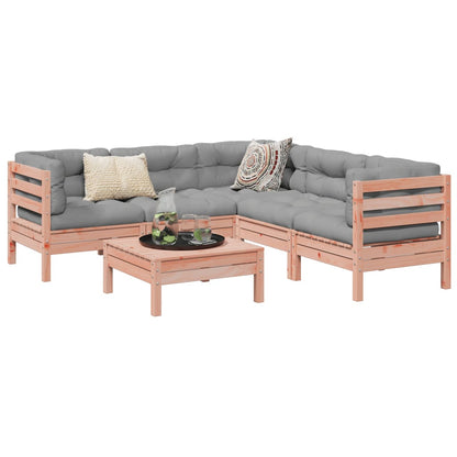 Set Divani Giardino 6 pz Cuscini Legno Massello Abete Douglas