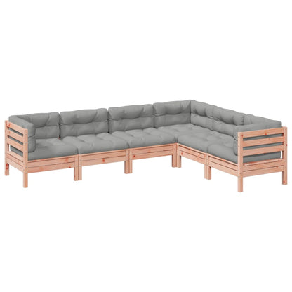 Set Divani Giardino 6 pz Cuscini Legno Massello Abete Douglas