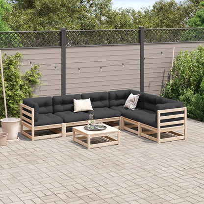 Set Divani da Giardino 7 pz in Legno Massello di Pino