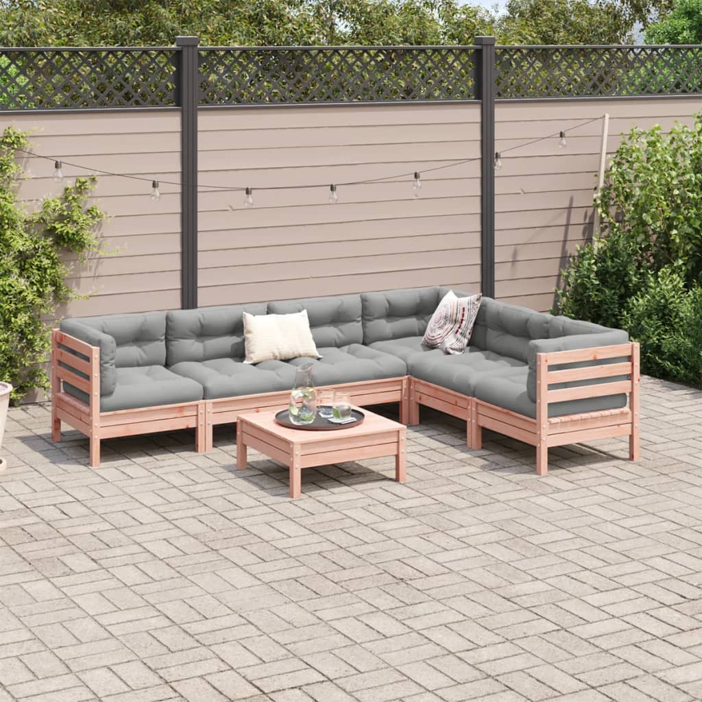 Set Divani Giardino 7 pz Cuscini Legno Massello Abete Douglas