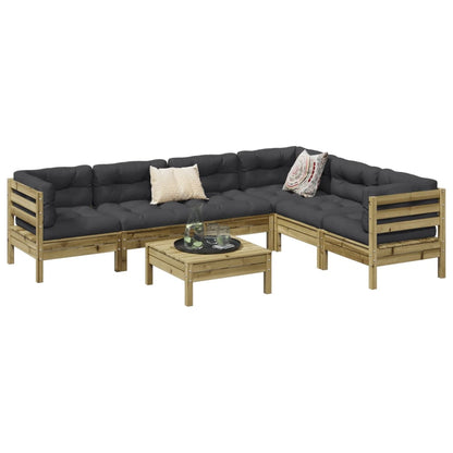 Set Divani da Giardino 7pz con Cuscini Legno Impregnato di Pino