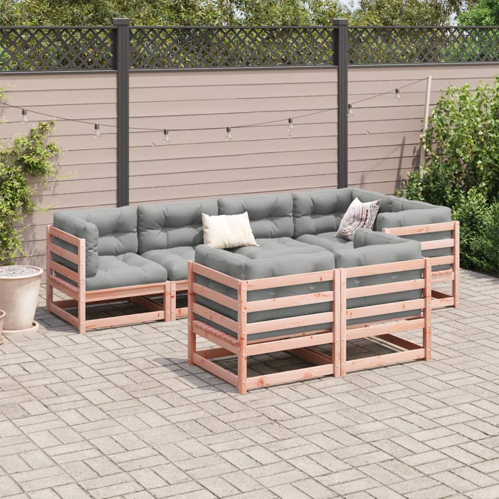 Set Divani Giardino 7 pz Cuscini Legno Massello Abete Douglas