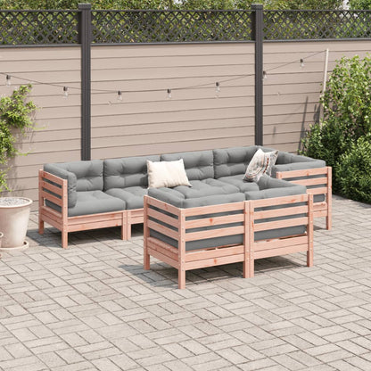 Set Divani Giardino 7 pz Cuscini Legno Massello Abete Douglas