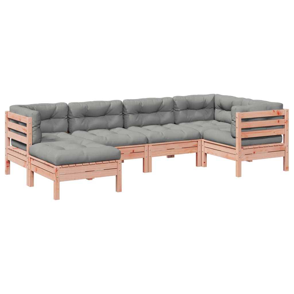 Set Divani Giardino 6 pz Cuscini Legno Massello Abete Douglas
