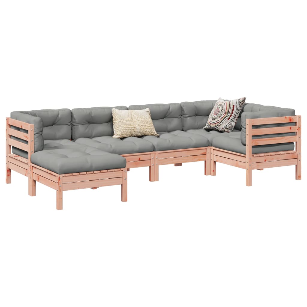 Set Divani Giardino 6 pz Cuscini Legno Massello Abete Douglas