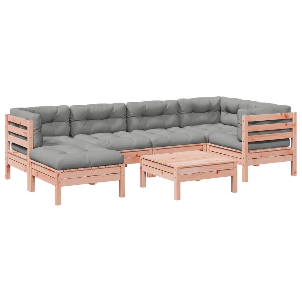 Set Divani Giardino 7 pz Cuscini Legno Massello Abete Douglas