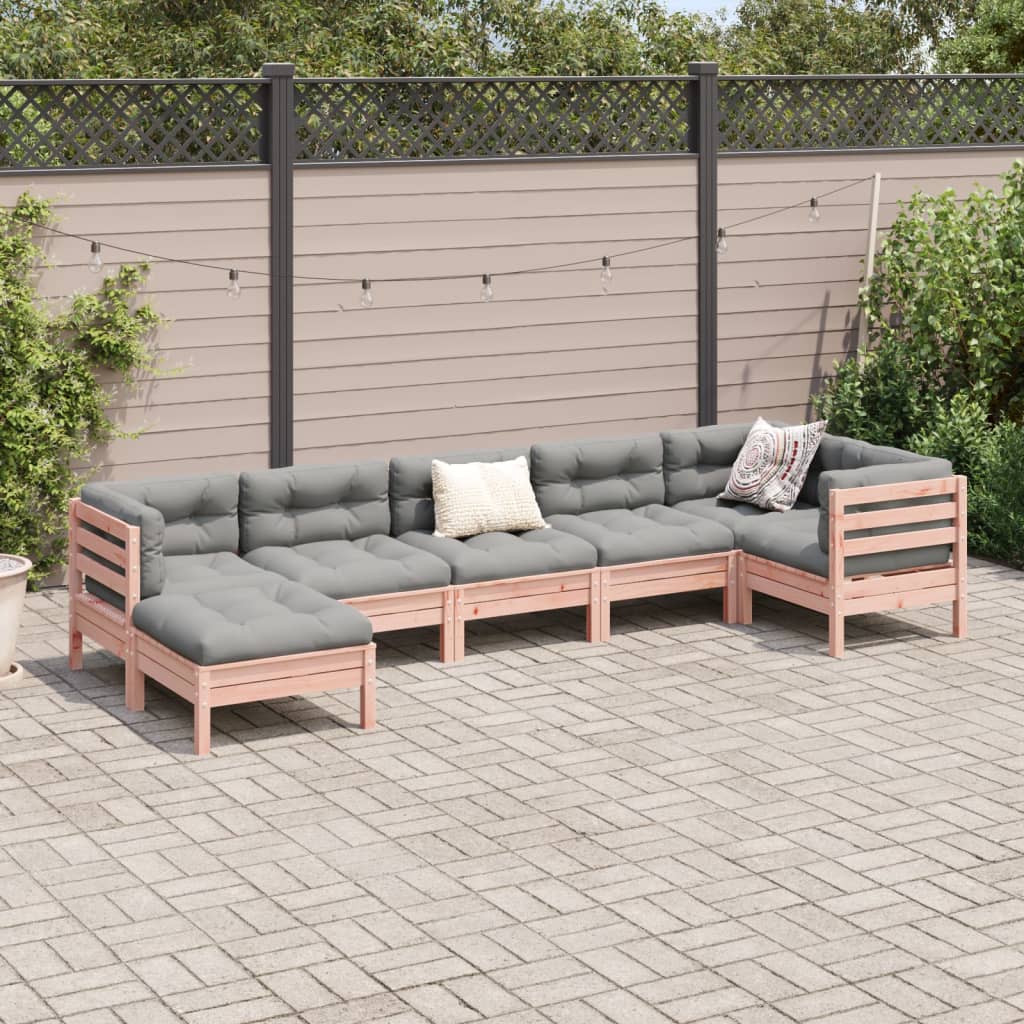 Set Divani Giardino 7 pz Cuscini Legno Massello Abete Douglas