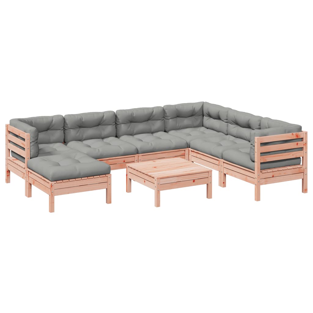 Set Divani da Giardino 8 pz con Cuscini Massello Abete Douglas