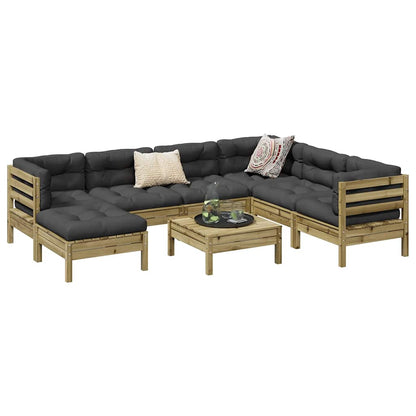 Set Divani da Giardino 8pz con Cuscini Legno Impregnato di Pino