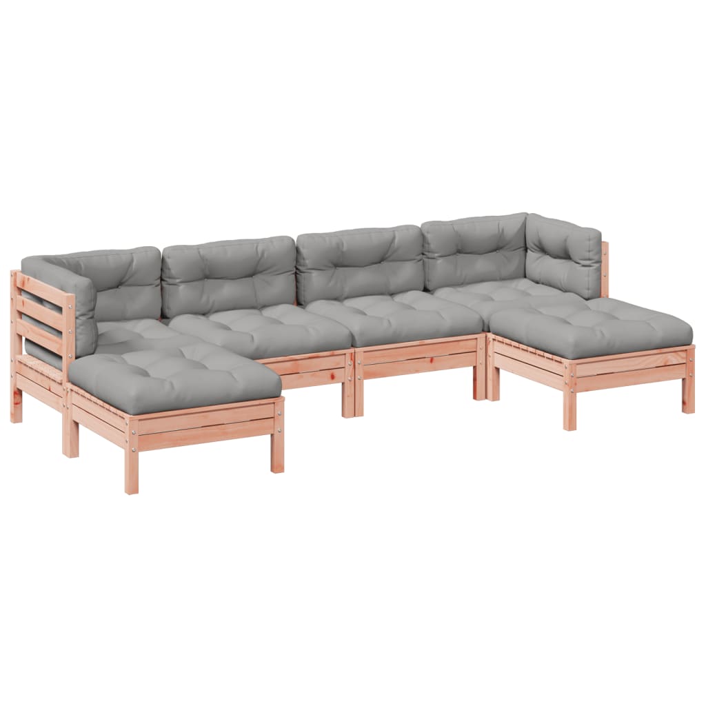 Set Divani Giardino 6 pz Cuscini Legno Massello Abete Douglas