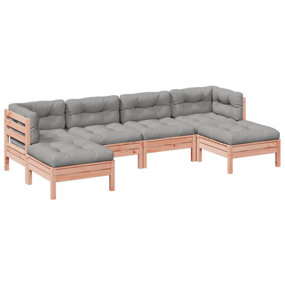 Set Divani Giardino 6 pz Cuscini Legno Massello Abete Douglas