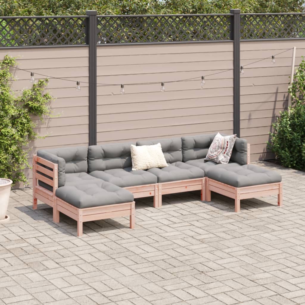 Set Divani Giardino 6 pz Cuscini Legno Massello Abete Douglas