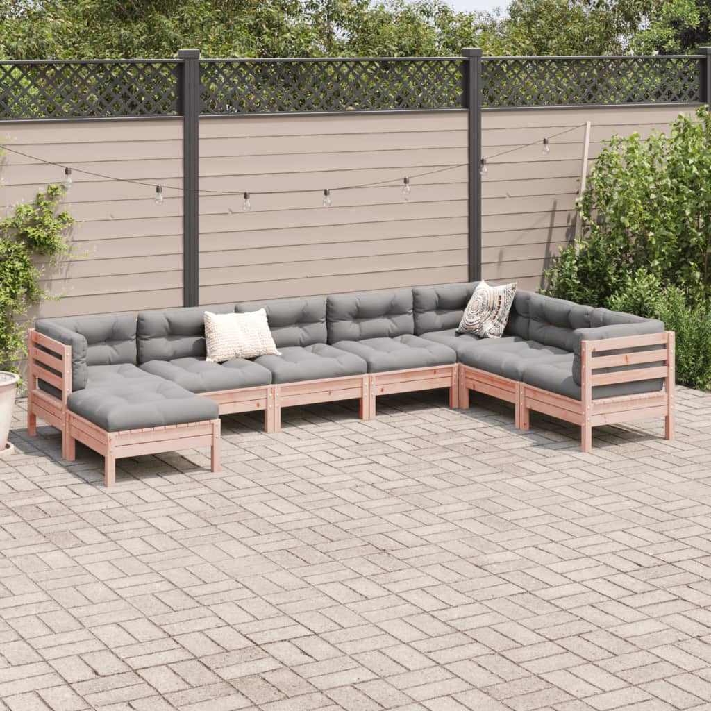 Set Divani da Giardino 8 pz con Cuscini Massello Abete Douglas