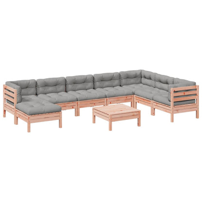 Set Divani Giardino 9 pz Cuscini Legno Massello Abete Douglas