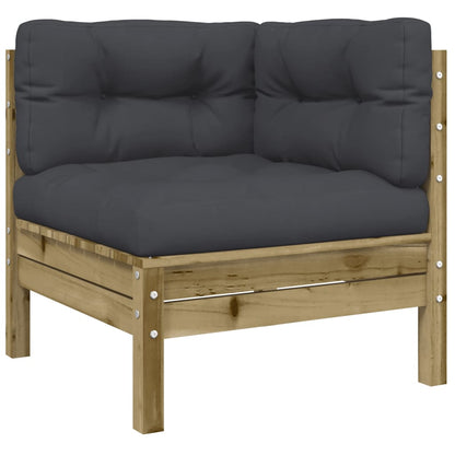 Set Divani da Giardino 9pz con Cuscini Legno Impregnato di Pino