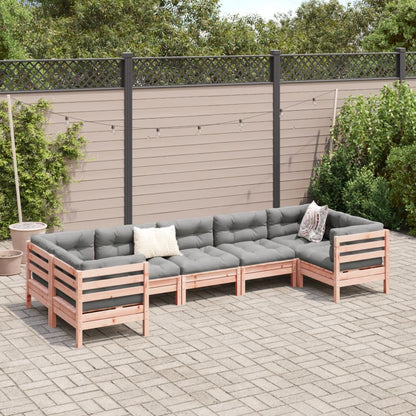 Set Divani Giardino 7 pz Cuscini Legno Massello Abete Douglas