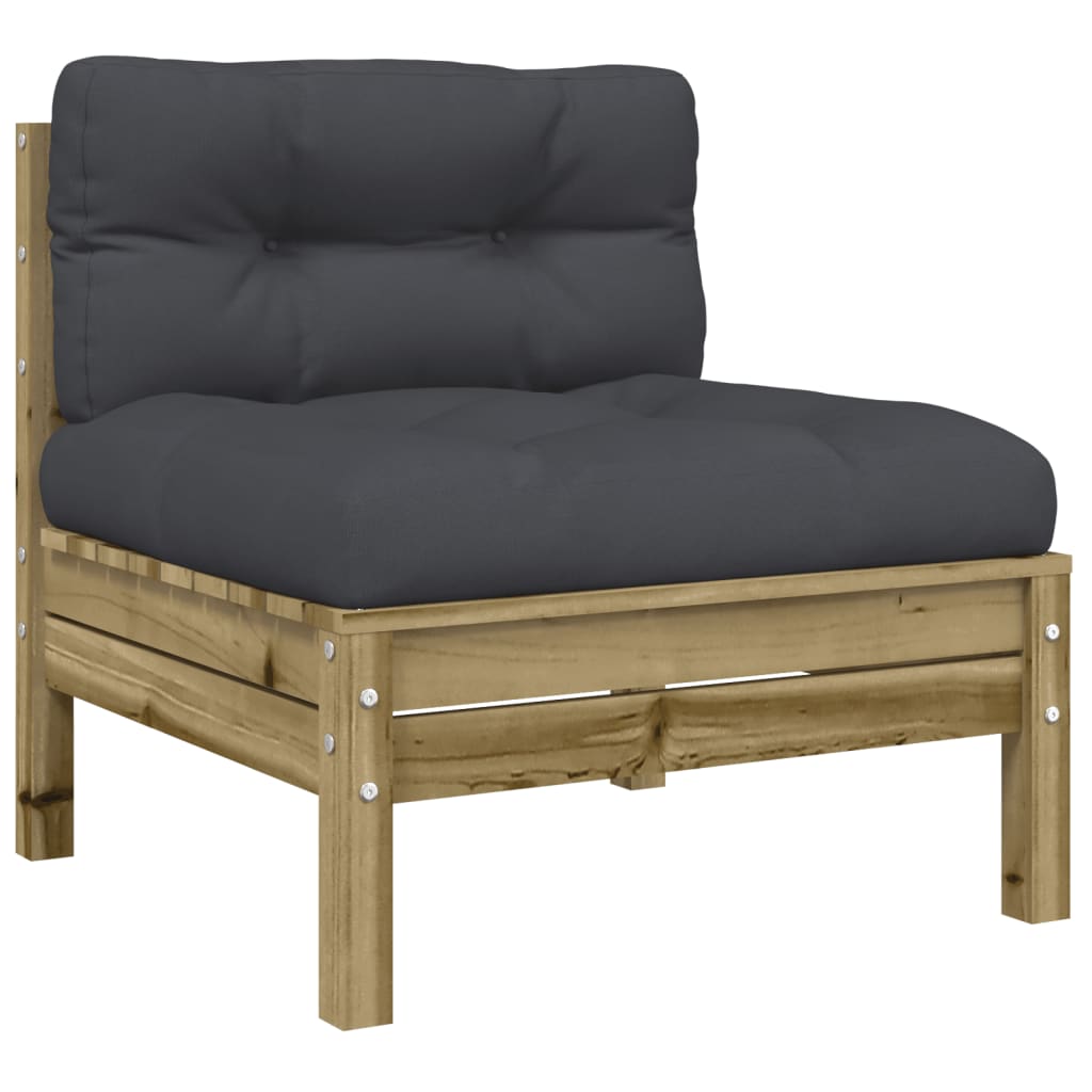 Set Divani da Giardino 9pz con Cuscini Legno Impregnato di Pino