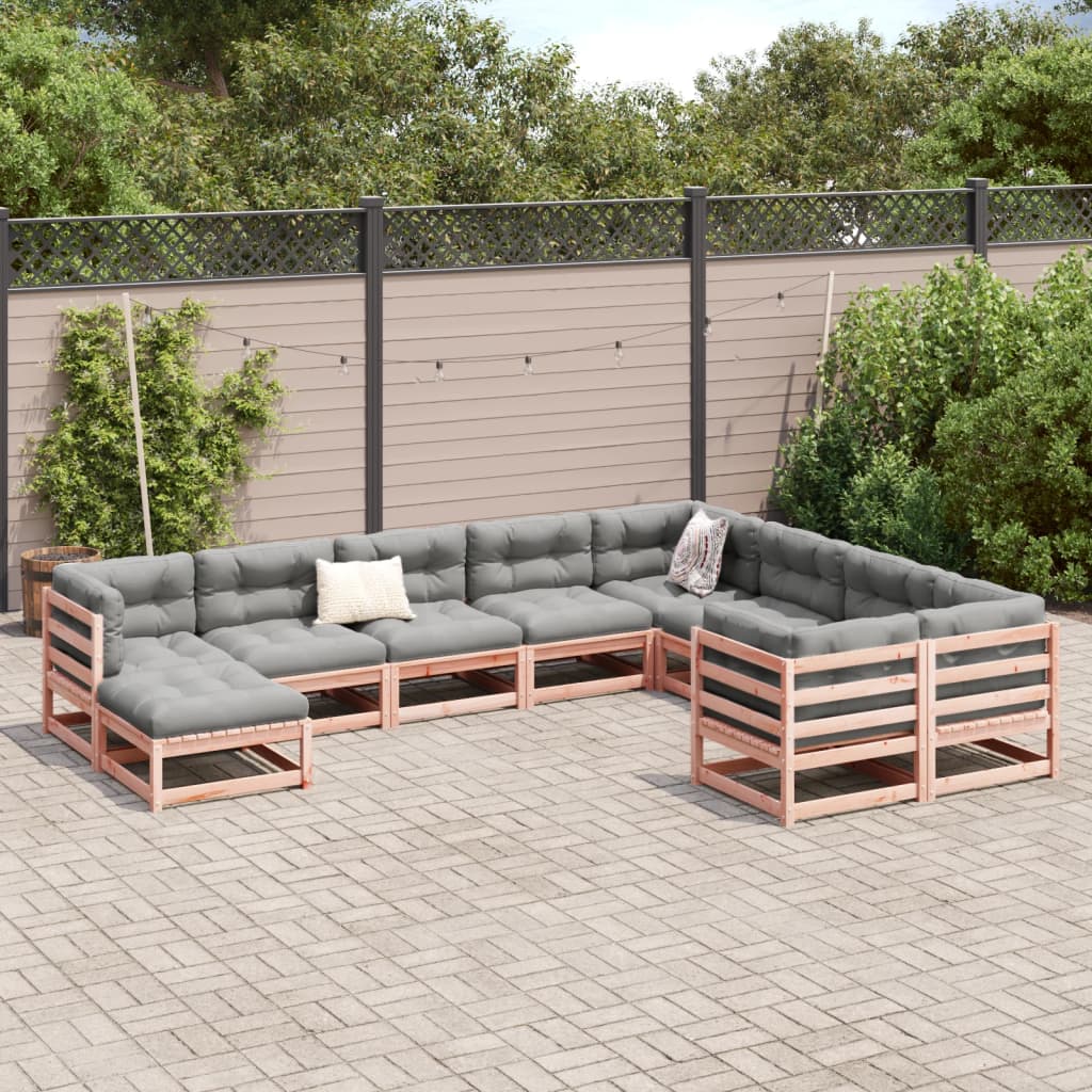 Set Divani Giardino 10 pz con Cuscini Massello Abete Douglas