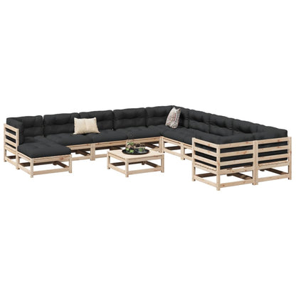 Set Divani da Giardino 12 pz in Legno Massello di Pino