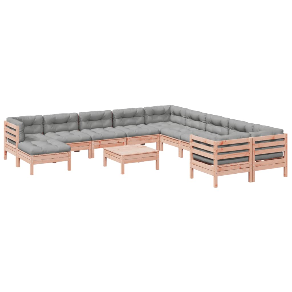 Set Divani Giardino 12 pz Cuscini Legno Massello Abete Douglas