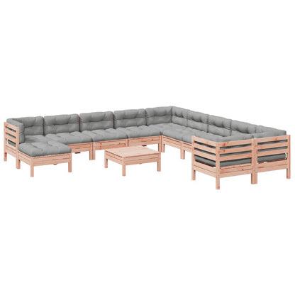 Set Divani Giardino 12 pz Cuscini Legno Massello Abete Douglas