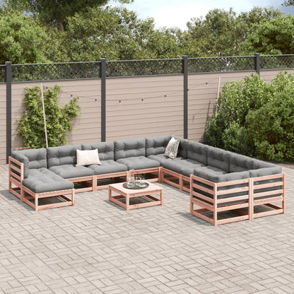 Set Divani Giardino 12 pz Cuscini Legno Massello Abete Douglas