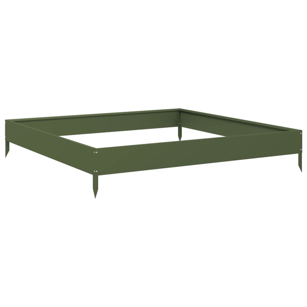 Fioriera Rialzata Giardino Verde Oliva 100x100x18,5 cm Acciaio