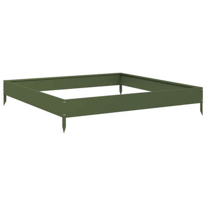 Fioriera Rialzata Giardino Verde Oliva 100x100x18,5 cm Acciaio