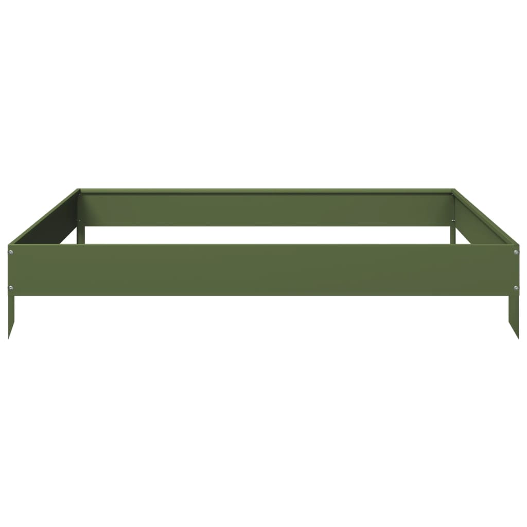 Fioriera Rialzata Giardino Verde Oliva 100x100x18,5 cm Acciaio