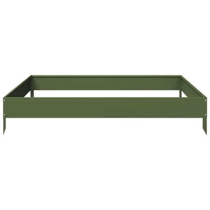 Fioriera Rialzata Giardino Verde Oliva 100x100x18,5 cm Acciaio