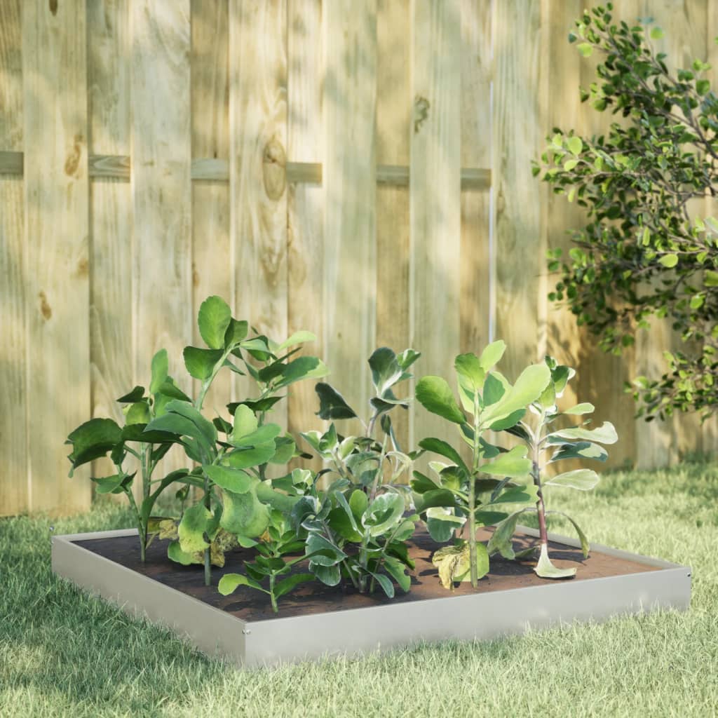 Fioriera Rialzata da Giardino 100x100x18,5 cm in Acciaio Inox