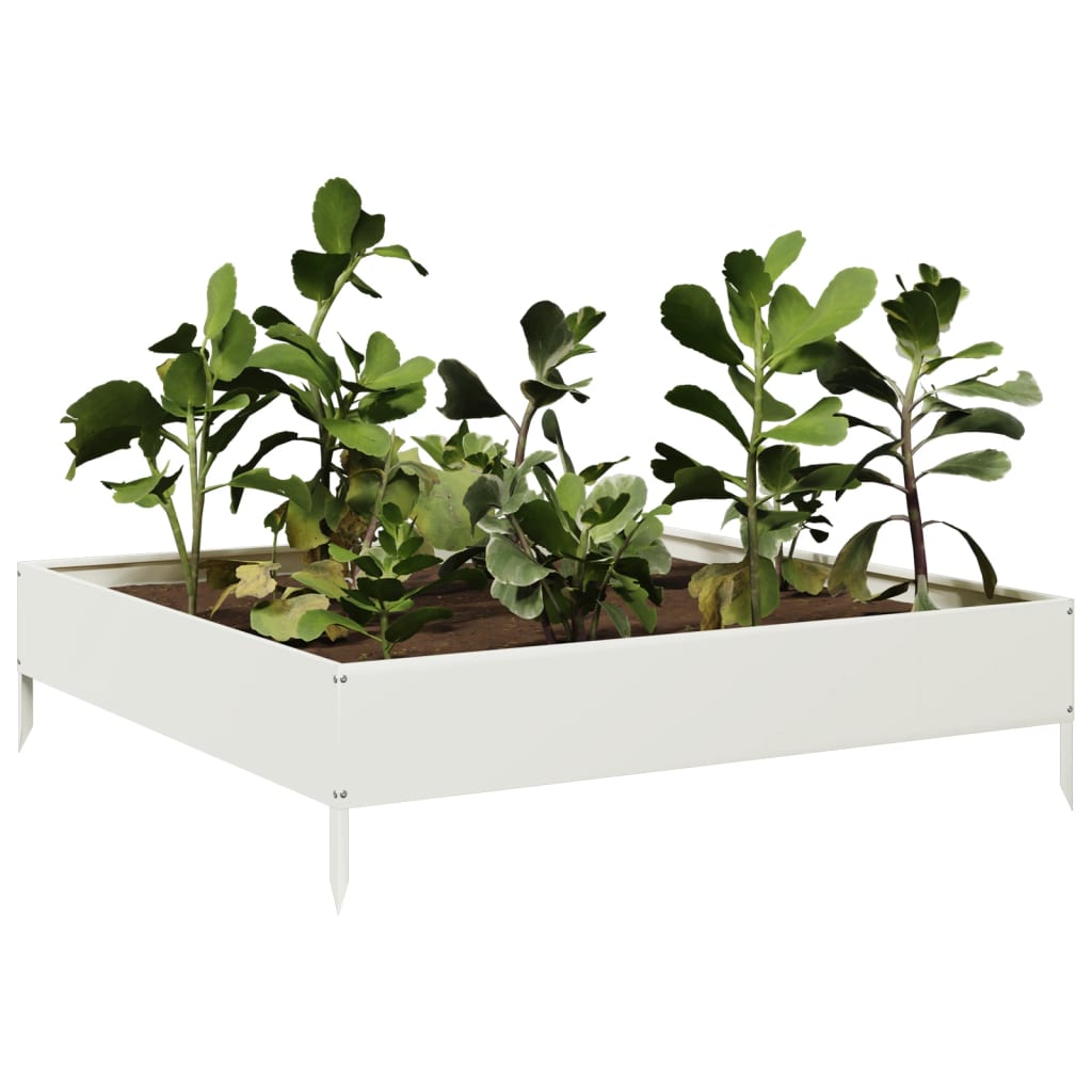 Fioriera Rialzata da Giardino Bianca 100x100x26 cm in Acciaio