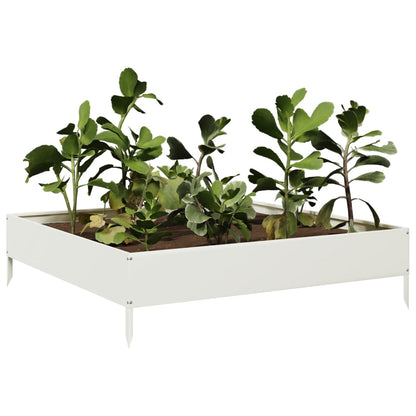 Fioriera Rialzata da Giardino Bianca 100x100x26 cm in Acciaio