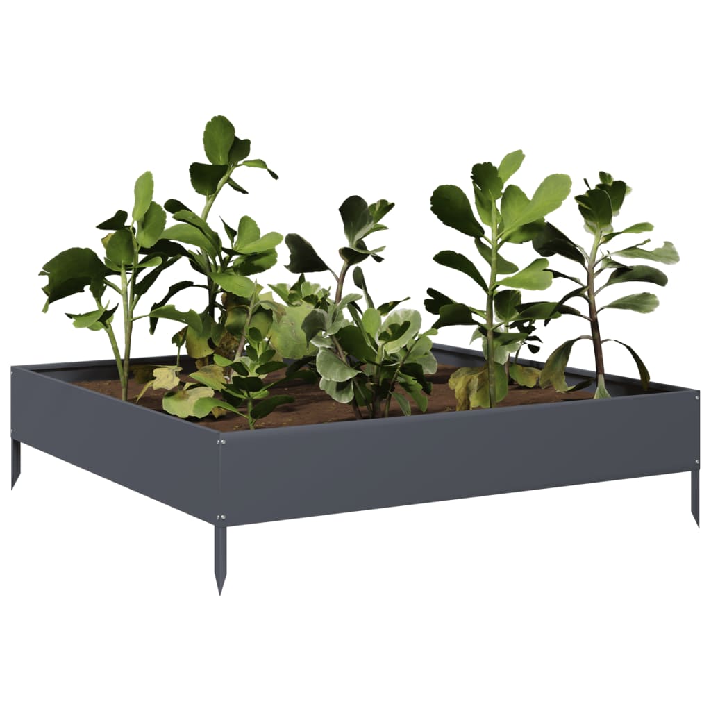 Fioriera Rialzata da Giardino Antracite 100x100x26 cm Acciaio