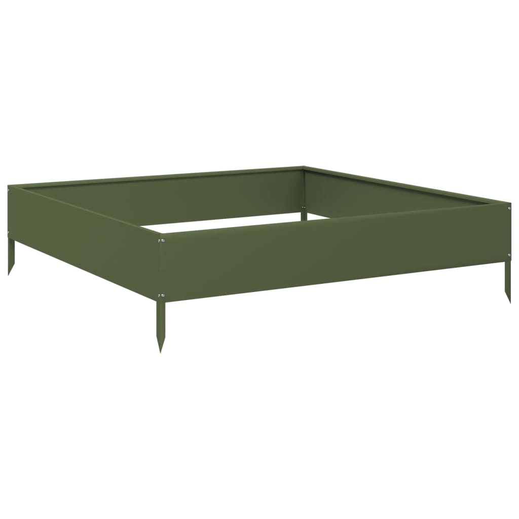 Fioriera Rialzata Giardino Verde Oliva 100x100x26 cm Acciaio