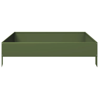 Fioriera Rialzata Giardino Verde Oliva 100x100x26 cm Acciaio