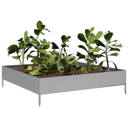 Fioriera Rialzata da Giardino 100x100x26 cm in Acciaio Zincato