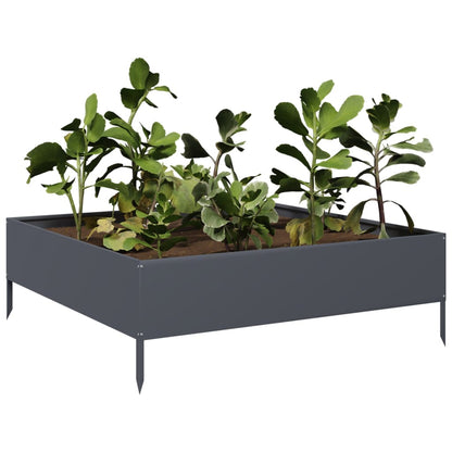 Fioriera Rialzata da Giardino Antracite 100x100x33,5cm Acciaio