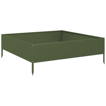 Fioriera Rialzata Giardino Verde Oliva 100x100x33,5 cm Acciaio