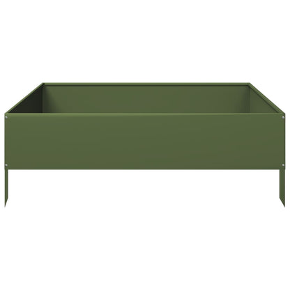 Fioriera Rialzata Giardino Verde Oliva 100x100x33,5 cm Acciaio
