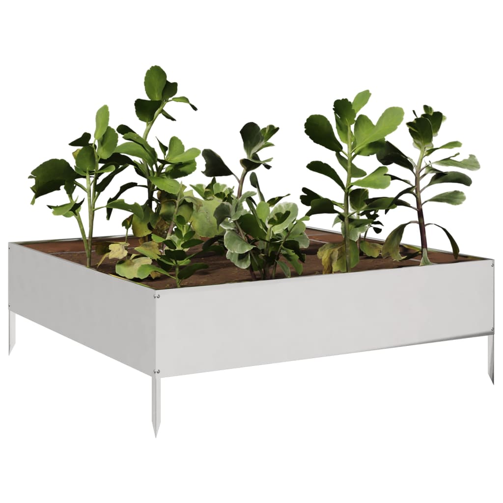 Fioriera Rialzata da Giardino 100x100x33,5 cm in Acciaio Inox
