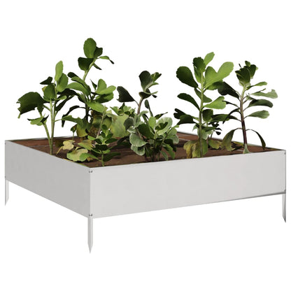 Fioriera Rialzata da Giardino 100x100x33,5 cm in Acciaio Inox