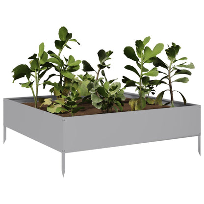 Fioriera Rialzata da Giardino 100x100x33,5cm in Acciaio Zincato