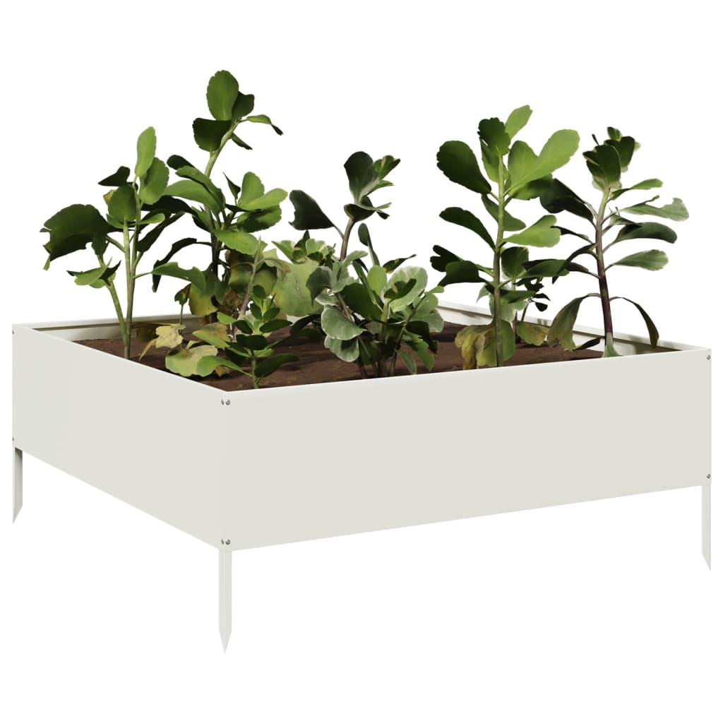 Fioriera Rialzata da Giardino Bianca 100x100x25 cm in Acciaio