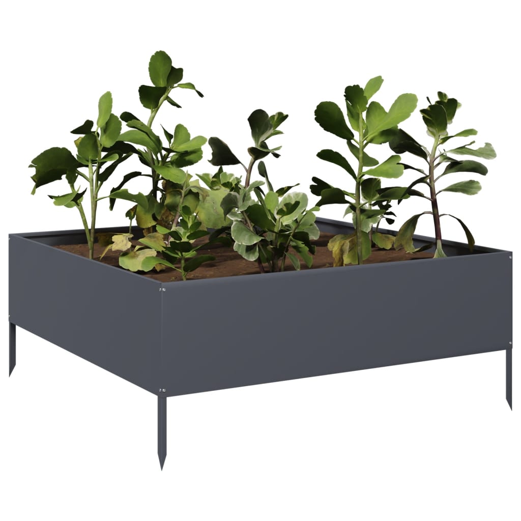 Fioriera Rialzata da Giardino Antracite 100x100x25 cm Acciaio