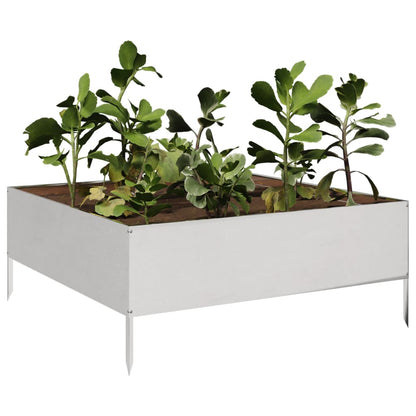 Fioriera Rialzata da Giardino 100x100x25 cm in Acciaio Inox