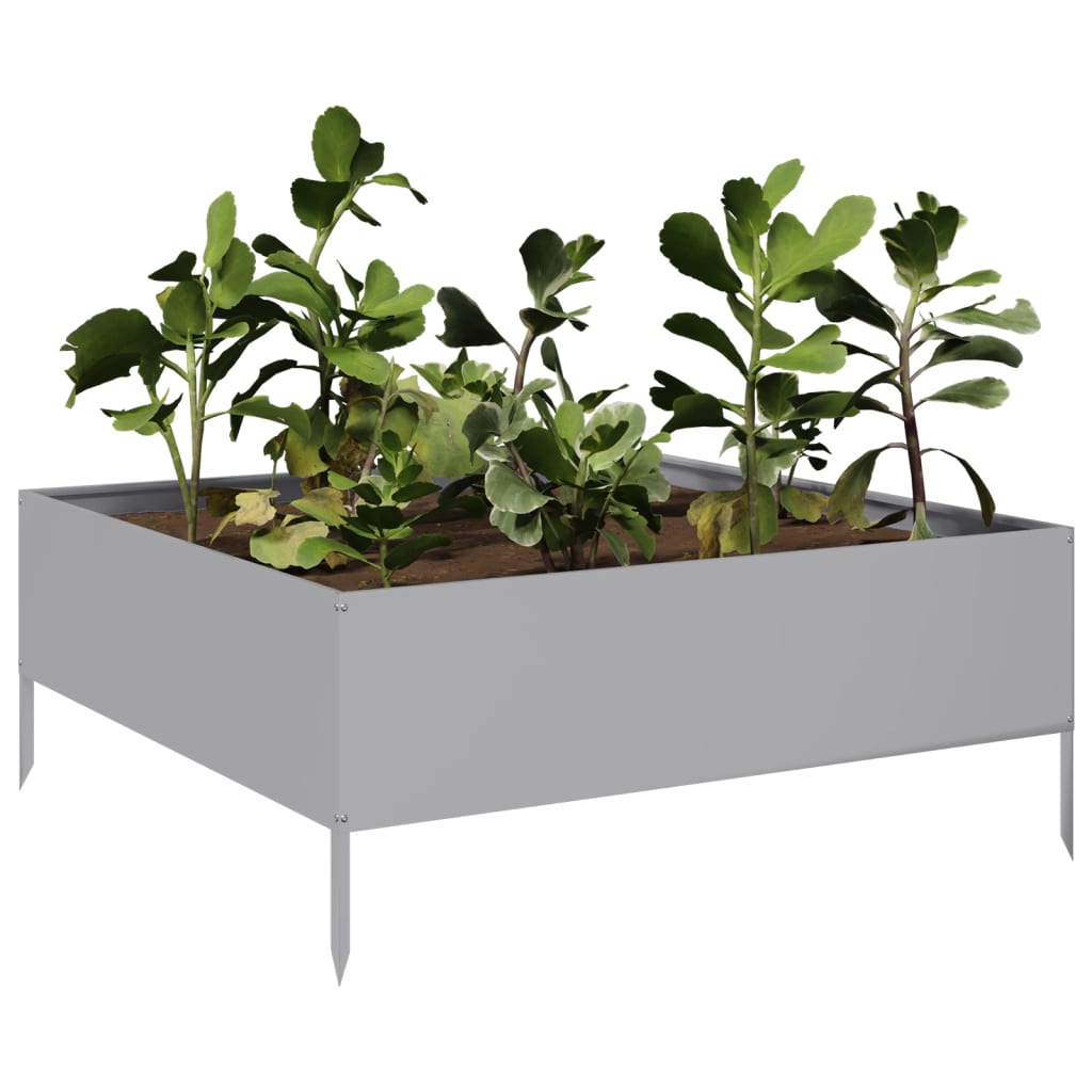 Fioriera Rialzata da Giardino 100x100x25 cm in Acciaio Zincato