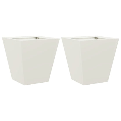 Fioriere da Giardino 2 pz Bianche 30x30x30 cm in Acciaio